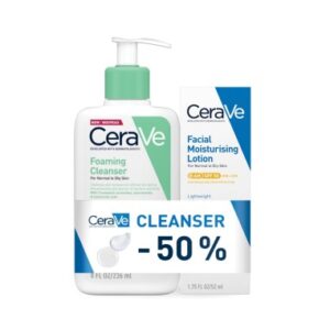 CeraVe Pjenušavi gel za čišćenje za normalnu do masnu kožu + Hidratantna njega za lice SPF50 Promo pakiranje