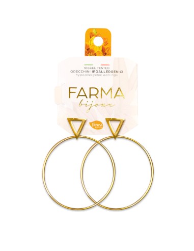 Farma Bijoux Hipoalergene naušnice Big Gold Hoop, Lobe Triangle 40 mm